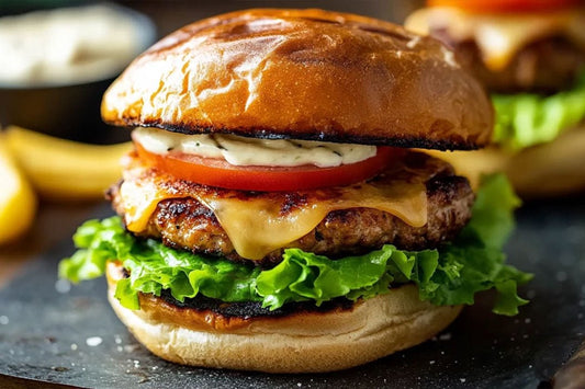 Burger suculent cu aioli de usturoi cu usturoi