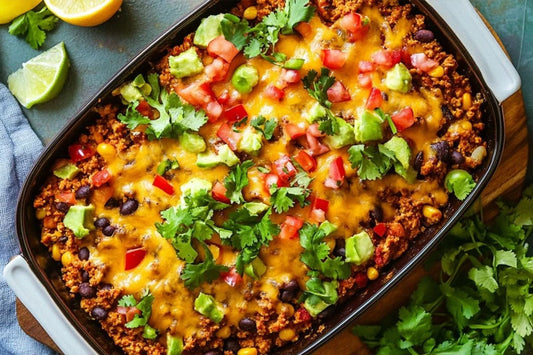 Caserolă de taco din brânză stratificată
