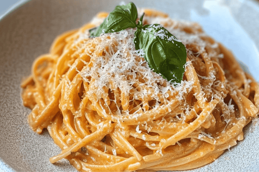 Paste rapide de usturoi de tomate cu busuioc și parmezan