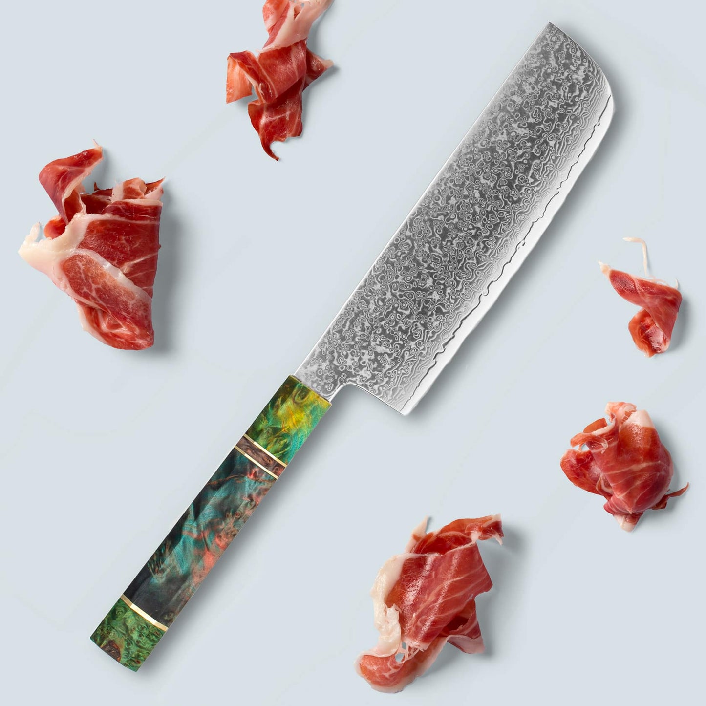 Cuțit de oțel Ichika (いちか) Damasc cu mâner octogonal colorat
