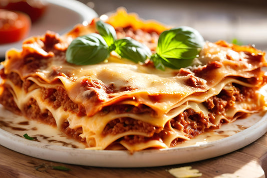 Lasagnă clasică italiană cu straturi de carne, brânză și sos