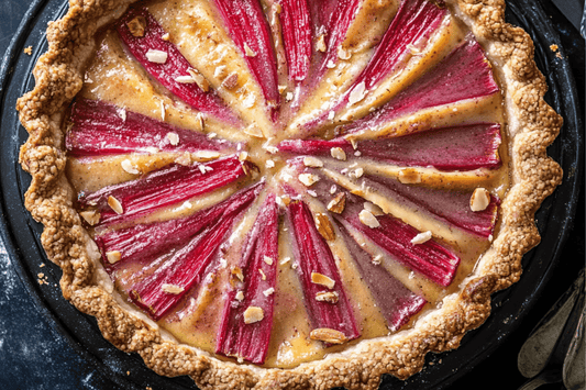 Rhubarb and Vanilla Custard Tart with Almond Pastry