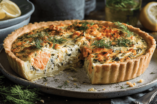 Creamy Smoked Salmon Quiche with Dill and Leek