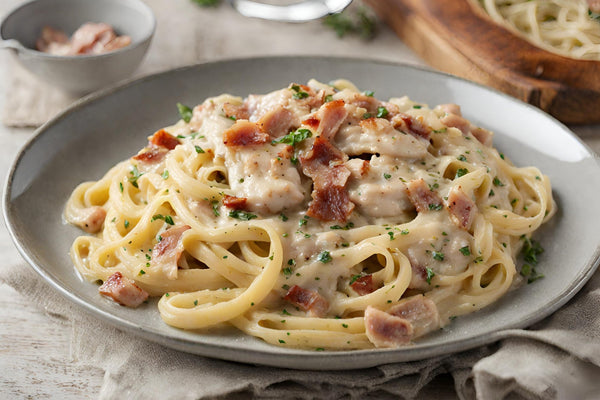 Carbonara de pui de lux cremos cu pancetta crocantă