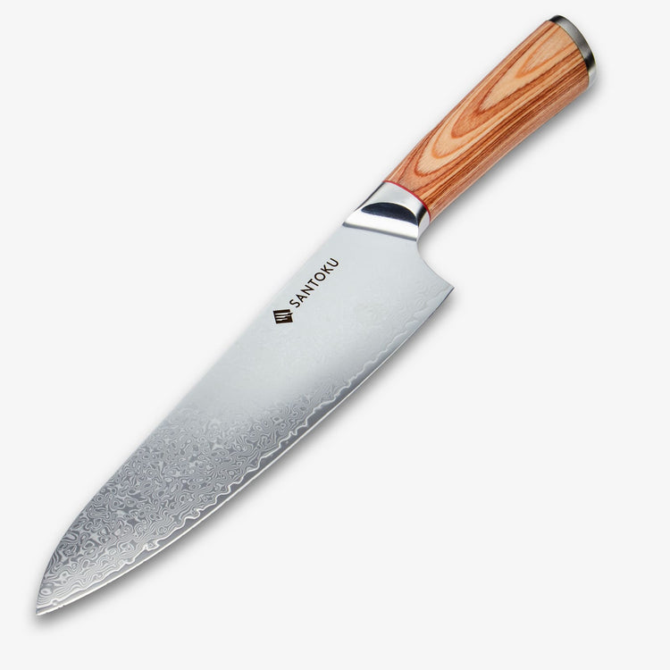 Haruta 8 inch VG10 cuțit japonez de bucătar Gyuto din oțel Damasc cu mâner din lemn și teacă