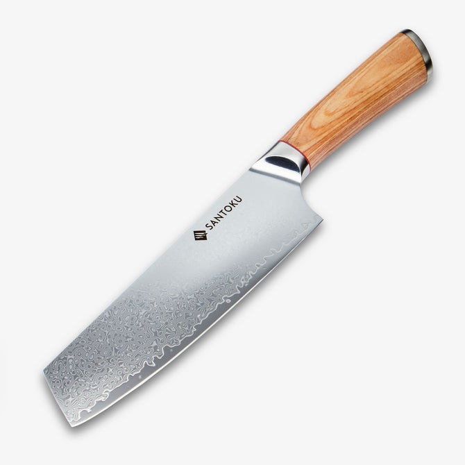 Haruta 7 inch VG10 Cuțit Nakiri din oțel Damasc japonez cu mâner din lemn și teacă