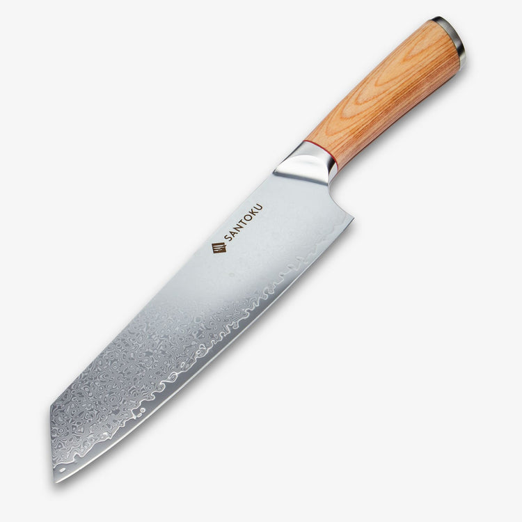 Cuțit de bucătar Kiritsuke Haruta 8 inch VG10 japonez din oțel Damasc cu mâner din lemn și teacă