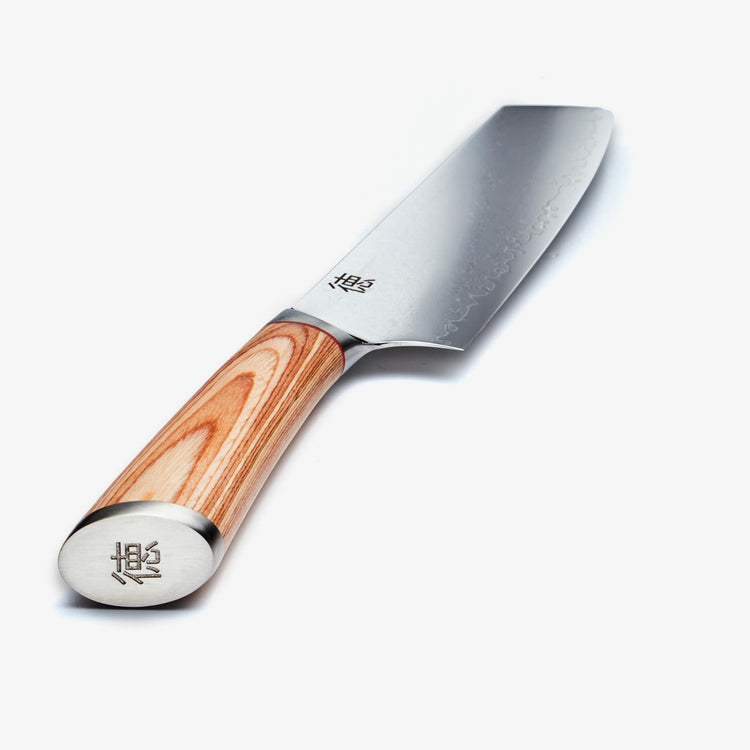 Cuțit de bucătar Kiritsuke Haruta 8 inch VG10 japonez din oțel Damasc cu mâner din lemn și teacă
