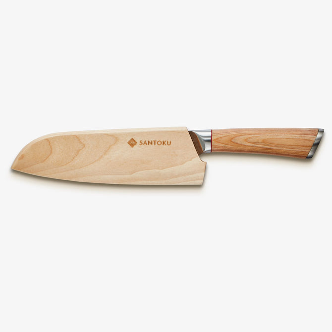 Haruta 7 inch VG10 Cuțit Santoku din oțel Damasc japonez cu mâner din lemn și teacă